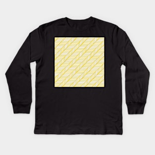 Herringbone 45 Yellow 2 Kids Long Sleeve T-Shirt